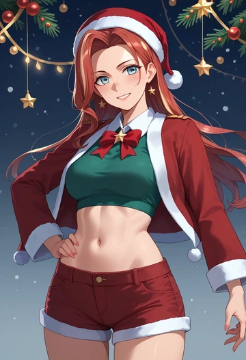 kantai_collection,nowaki_(kancolle),Christmas,red velvet shorts  - AI generated anime art