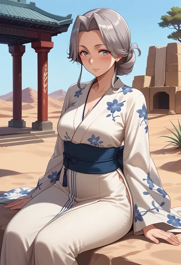 kantai_collection,nowaki_(kancolle),kimono,silk,wide-leg trousers  - AI generated anime art