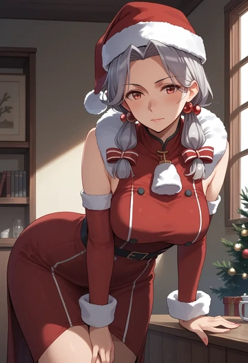 kantai_collection,nowaki_(kancolle),Christmas,red velvet dress  - AI generated anime art