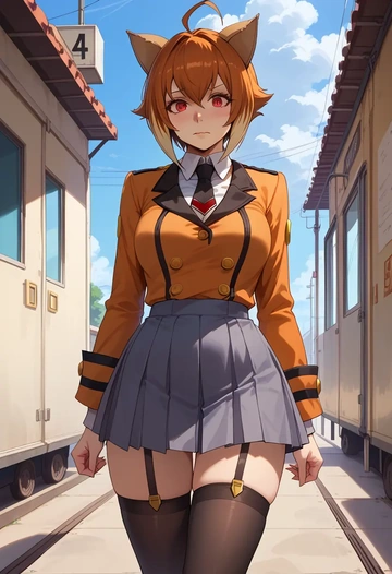 blazblue,nu-13,jk uniform, stockings  - AI generated anime art