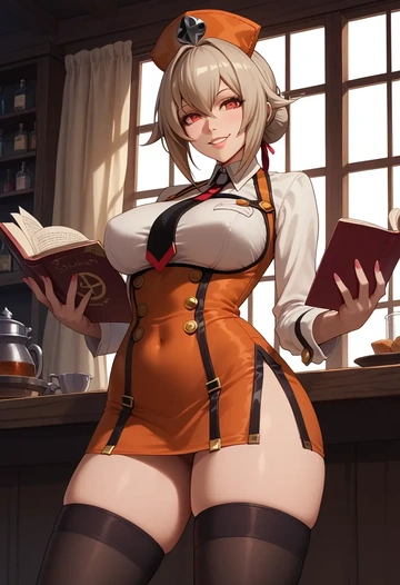 blazblue,nu-13,nurse pantyhose,mini skirt, sexy  - AI generated anime art