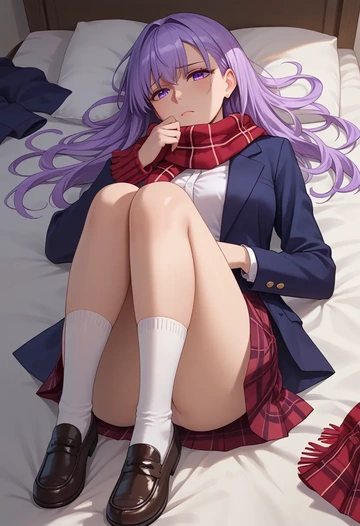 fate_(series),nursery_rhyme_(fate),winter,student uniform,plaid skirt  - AI generated anime art