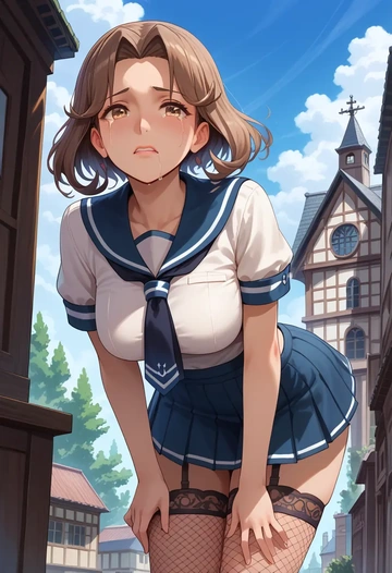 kantai_collection,oboro_(kancolle),mini skirt, stockings  - AI generated anime art