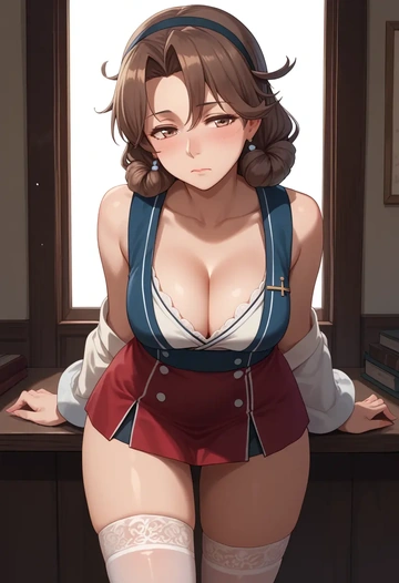 kantai_collection,oboro_(kancolle),mini skirt, stockings  - AI generated anime art