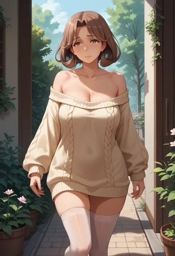 kantai_collection,oboro_(kancolle),off-shoulder,sweater  - AI generated anime art