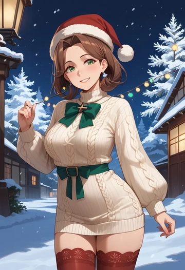 kantai_collection,oboro_(kancolle),Christmas,sweater dress,stockings  - AI generated anime art