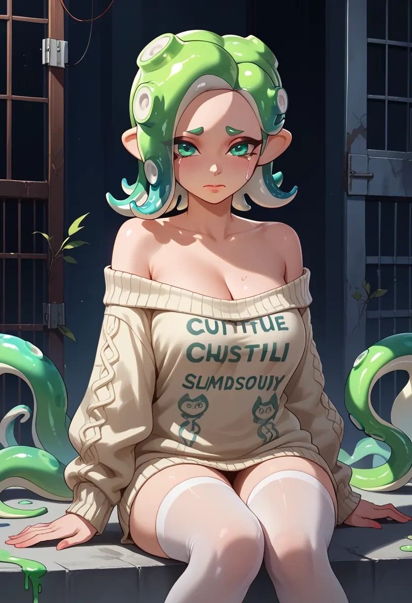 splatoon_(series),octoling,off-shoulder,sweater  - 