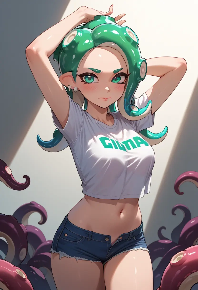 splatoon_(series),octoling,denim shorts  - 