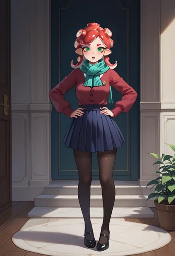 splatoon_(series),octoling,winter,student uniform,cardigan  - AI generated anime art