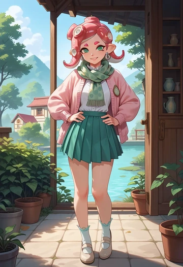 splatoon_(series),octoling,spring,student uniform,light cardigan  - AI generated anime art