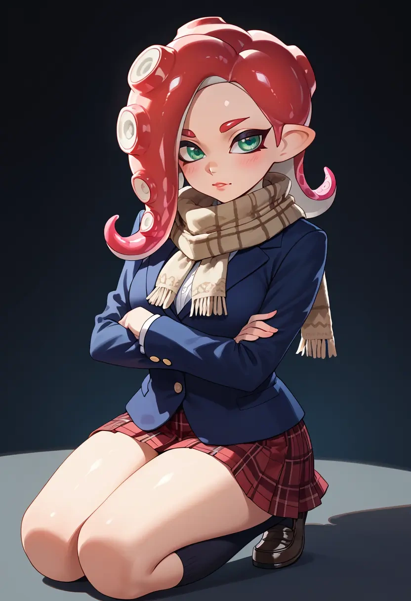 splatoon_(series),octoling,winter,student uniform,plaid skirt  - 