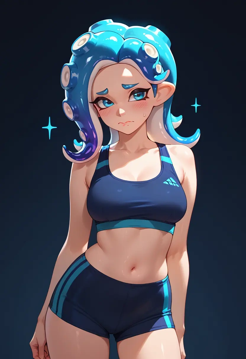 splatoon_(series),octoling_girl,sports bra,high-waisted leggings  - 