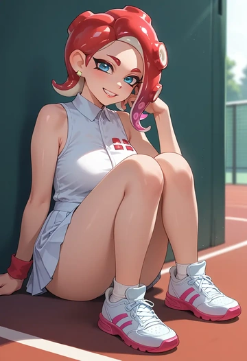 splatoon_(series),octoling_girl,tennis skirt  - AI generated anime art