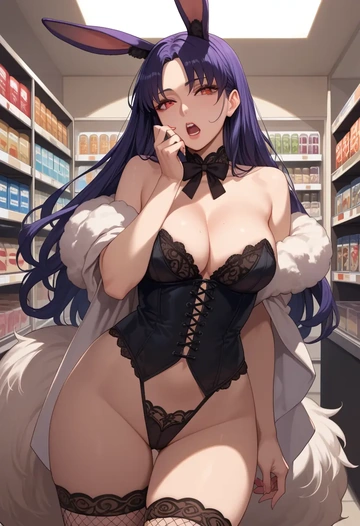 fate_(series),oda_nobunaga_(fate),bunny girl, sexy,stockings  - AI generated anime art