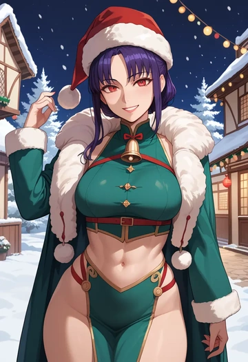 fate_(series),oda_nobunaga_(fate),Christmas,dress  - AI generated anime art