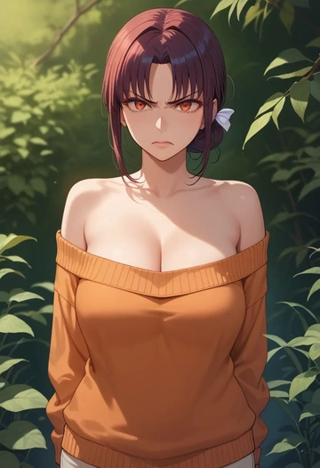 fate_(series),oda_nobunaga_(fate),orange,sweater  - AI generated anime art