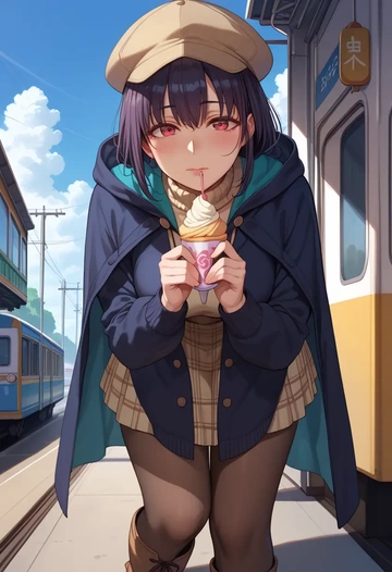 fate_(series),oda_nobunaga_(koha_ace),winter,student uniform,hooded coat  - AI generated anime art