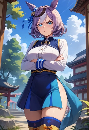 umamusume,oguri_cap_(umamusume),shirt dress,belted,stockings  - AI generated anime art