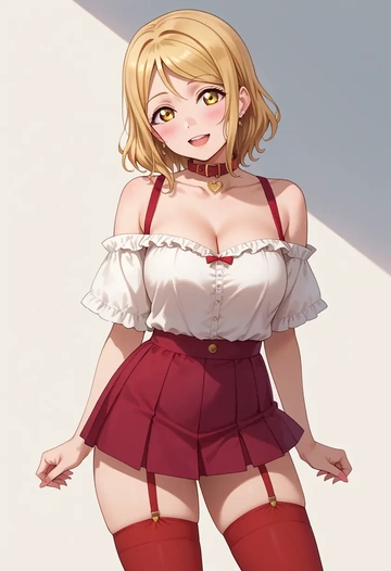 love_live,ohara_mari,collar,oversized,Thigh garters  - AI generated anime art