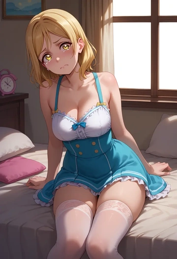 love_live,ohara_mari,mini skirt, stockings  - AI generated anime art