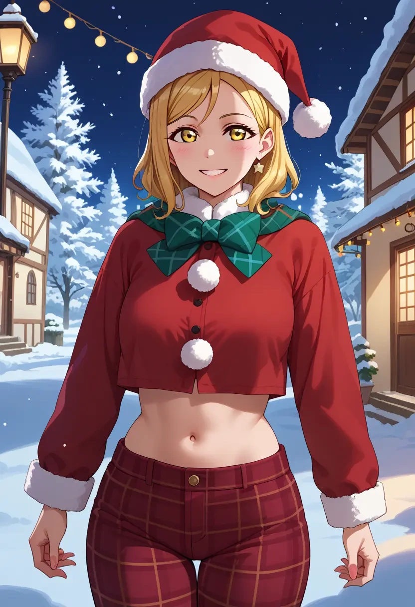 love_live,ohara_mari,Christmas,plaid trousers  - 