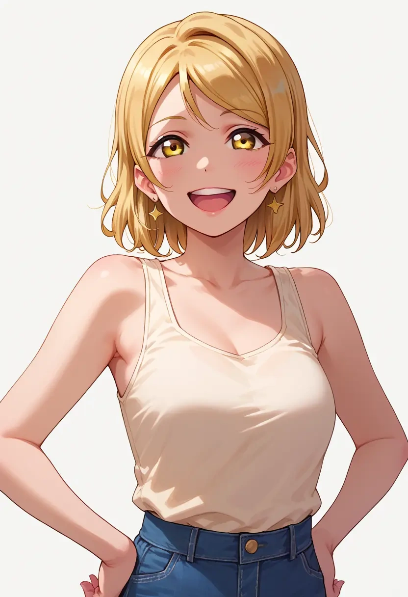 love_live,ohara_mari,tank top,mesh,cycling shorts  - 