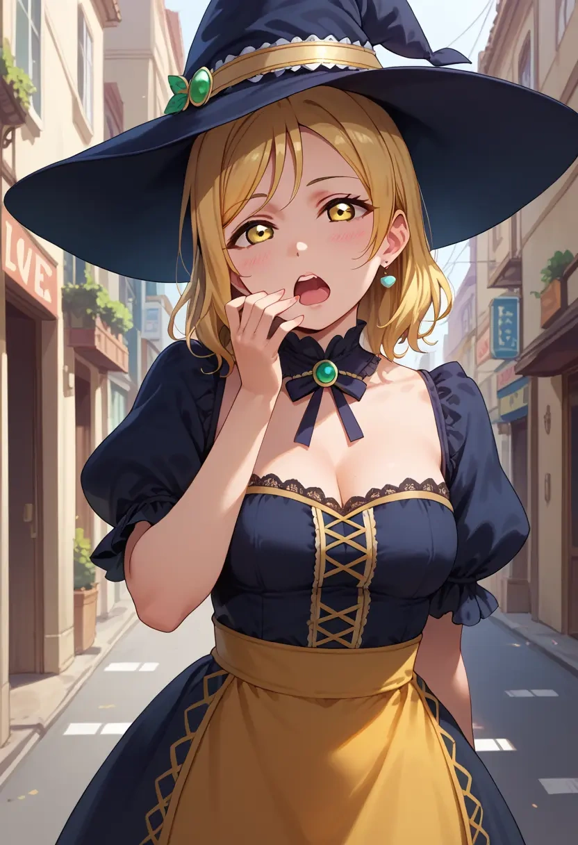 love_live,ohara_mari,witch blouse,asymmetrical skirt,striped stockings  - 