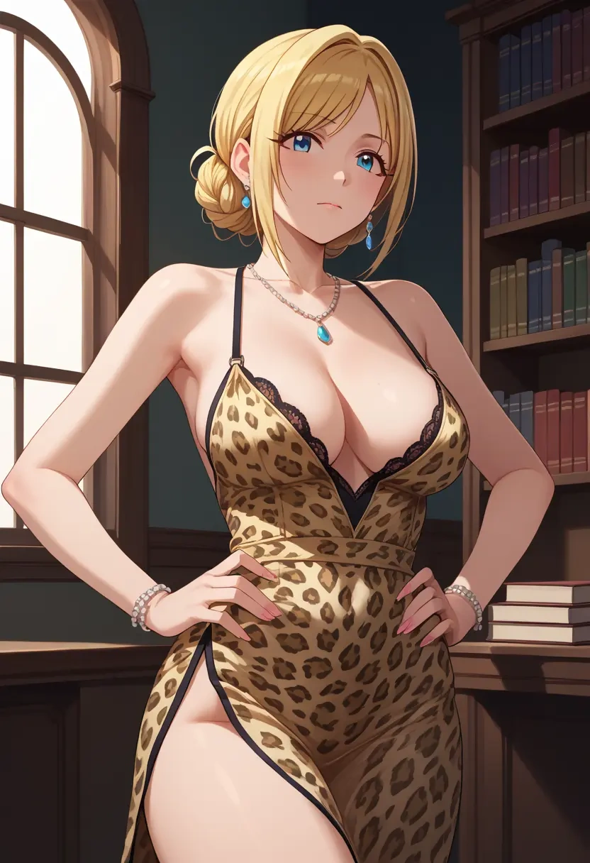 idolmaster,ohtsuki_yui,leopard print,silk slip dress  - 