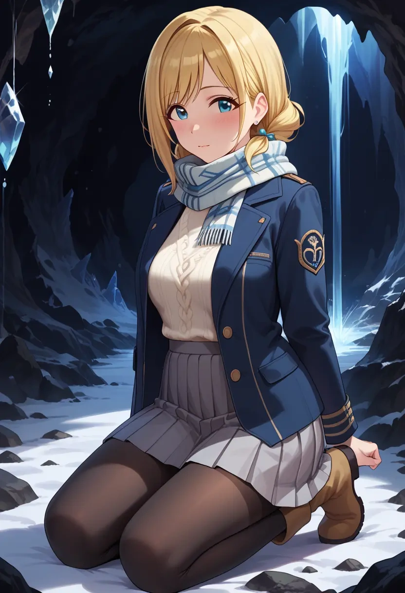 idolmaster,ohtsuki_yui,winter,student uniform,puffer coat  - 