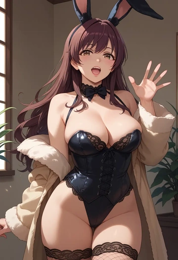 idolmaster,oikawa_shizuku,bunny girl, sexy,stockings  - AI generated anime art