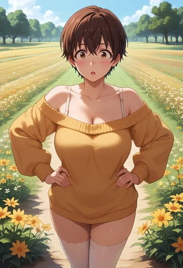 idolmaster,oikawa_shizuku,off-shoulder,sweater  - AI generated anime art