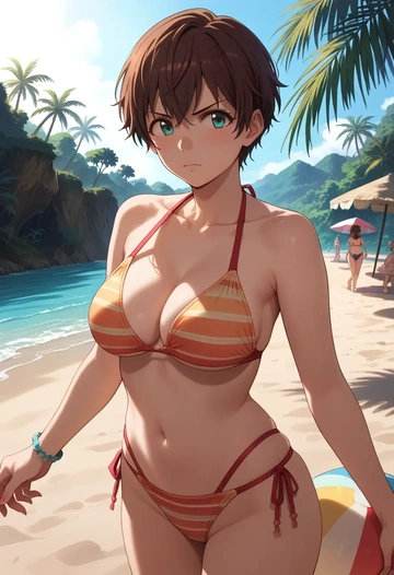 idolmaster,oikawa_shizuku,bikini  - AI generated anime art