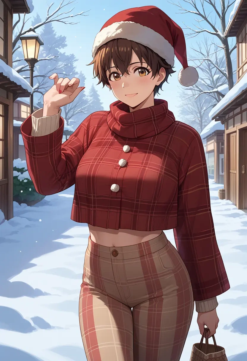 idolmaster,oikawa_shizuku,Christmas,plaid trousers  - 