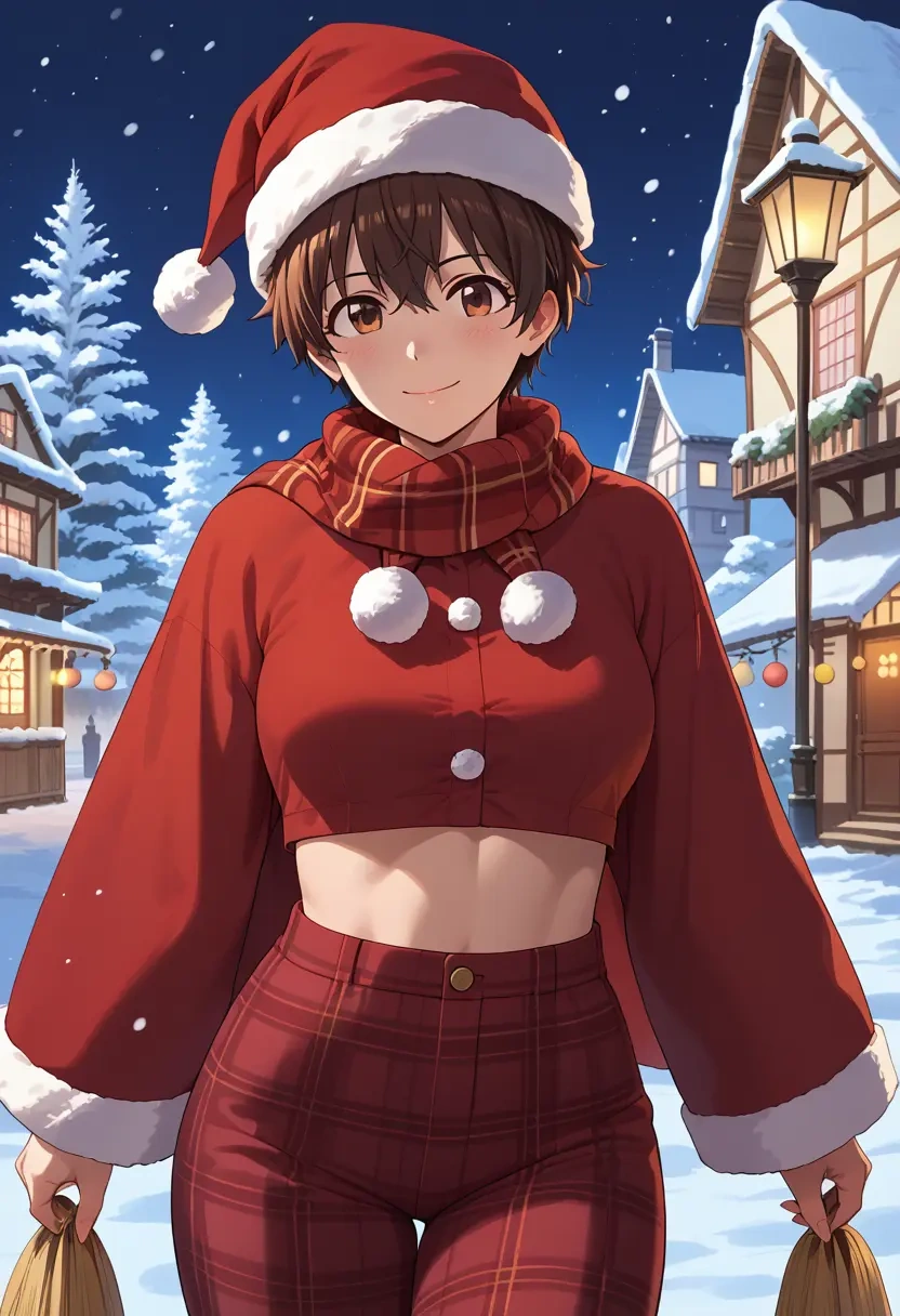 idolmaster,oikawa_shizuku,Christmas,plaid trousers  - 