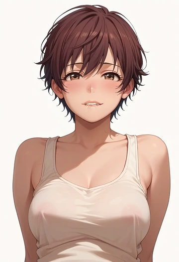 idolmaster,oikawa_shizuku,tank top,drawstring pants  - AI generated anime art