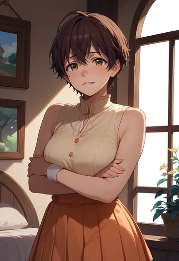 idolmaster,oikawa_shizuku,tennis dress,visor,trainers  - AI generated anime art