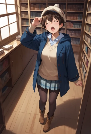 idolmaster,oikawa_shizuku,winter,student uniform,hooded coat  - AI generated anime art