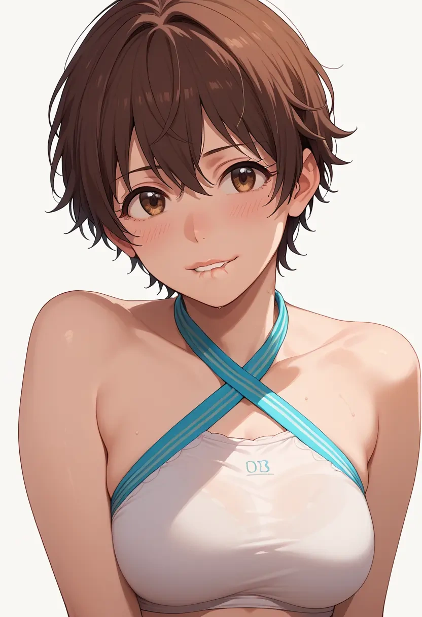 idolmaster,oikawa_shizuku,halter top,track pants  - 