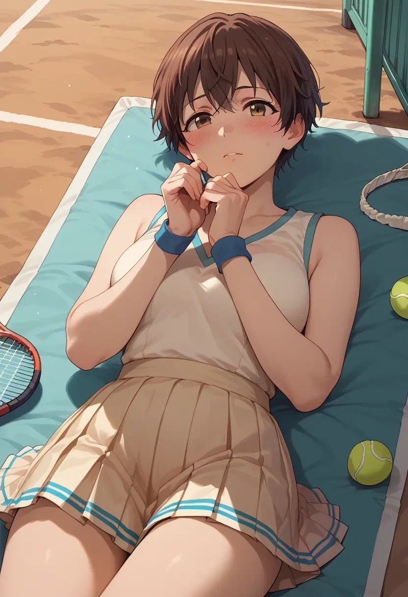 idolmaster,oikawa_shizuku,tennis dress,visor,trainers  - 