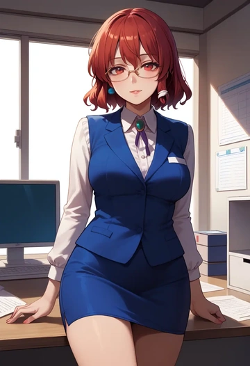 touhou,okazaki_yumemi,OL, glasses,  - AI generated anime art