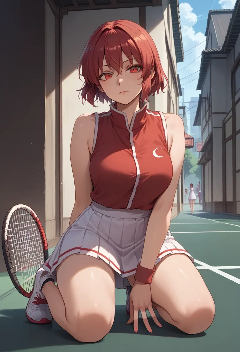 touhou,okazaki_yumemi,tennis skirt  - 