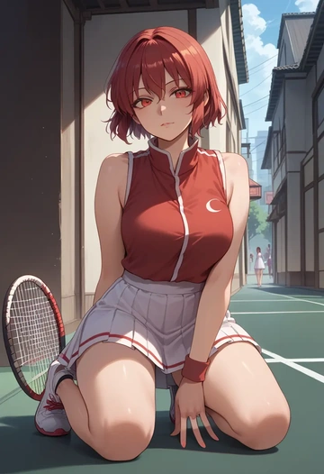 touhou,okazaki_yumemi,tennis skirt  - AI generated anime art