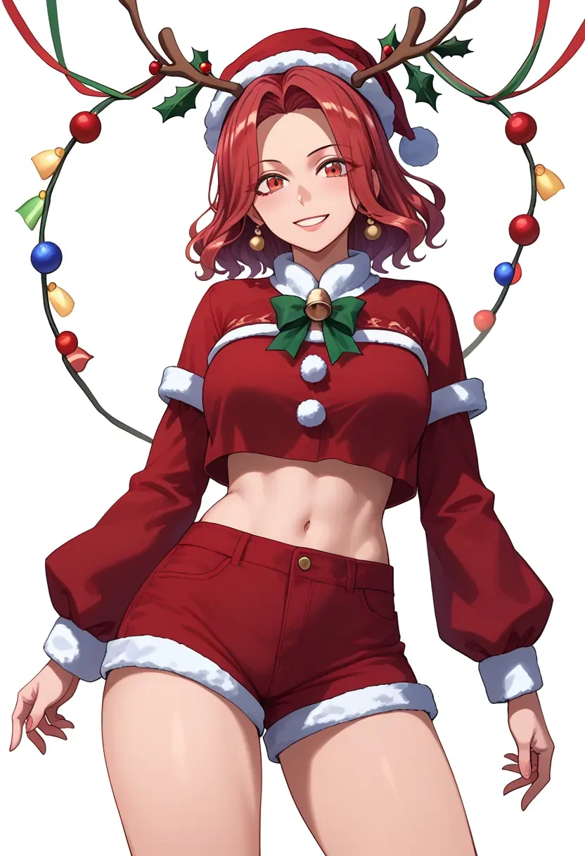 touhou,okazaki_yumemi,Christmas,red velvet shorts  - 