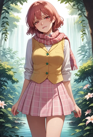 touhou,okazaki_yumemi,spring,student uniform,vest  - AI generated anime art