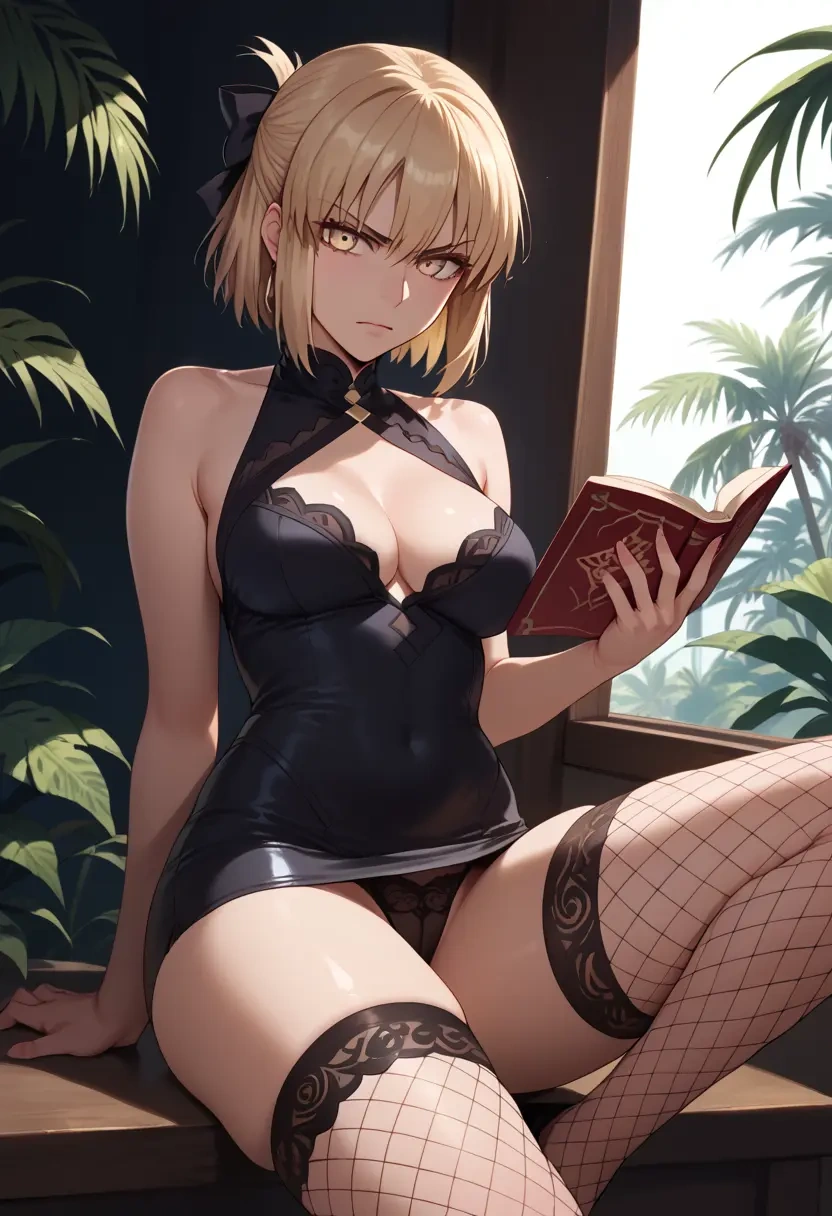 fate_(series),okita_souji_(fate),secretary,stockings,sexy, panties  - 