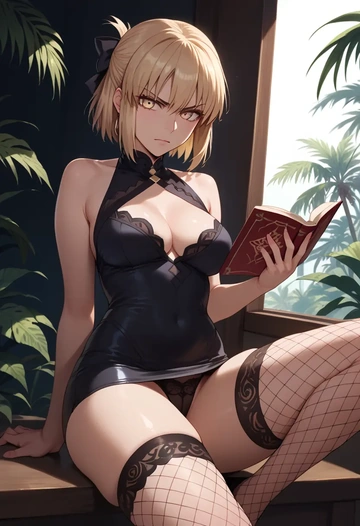 fate_(series),okita_souji_(fate),secretary,stockings,sexy, panties  - AI generated anime art