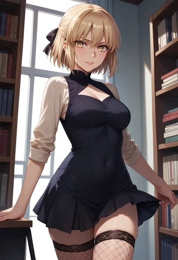 fate_(series),okita_souji_(fate),secretary,stockings,sexy, panties  - AI generated anime art