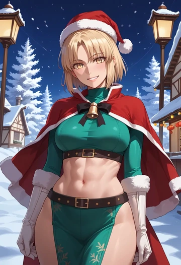 fate_(series),okita_souji_(fate),Christmas,dress  - AI generated anime art