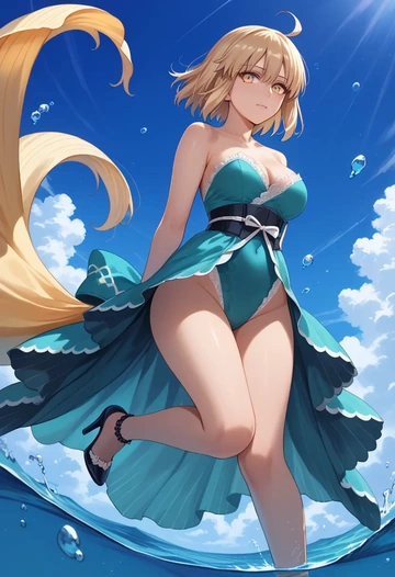 fate_(series),okita_souji_(fate),gown,strapless,mermaid silhouette  - AI generated anime art