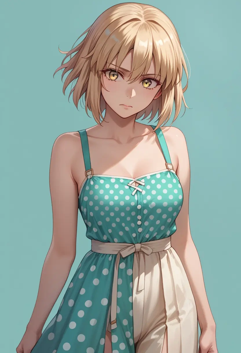 fate_(series),okita_souji_(fate),silk slip dress,polka dots  - 